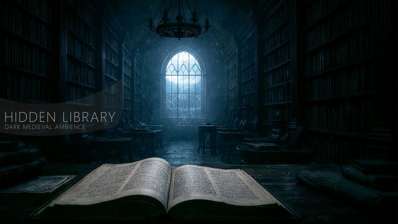 Midnight in the Hidden Library | Mystic Medieval Rain Ambience for Sleep&Relax | 3 Hours