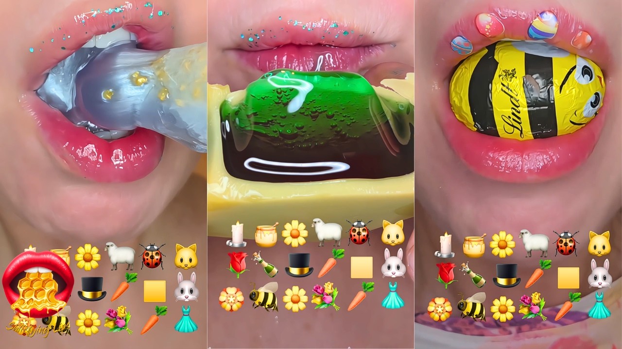 MOST POPULAR! ASMR Satisfying  Eating Emoji Food Challenge