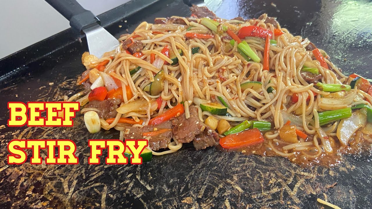 EASY BEEF NOODLE STIR FRY RECIPE | BLACKSTONE GRIDDLE RECIPES | BEEF STIR FRY SAUCE