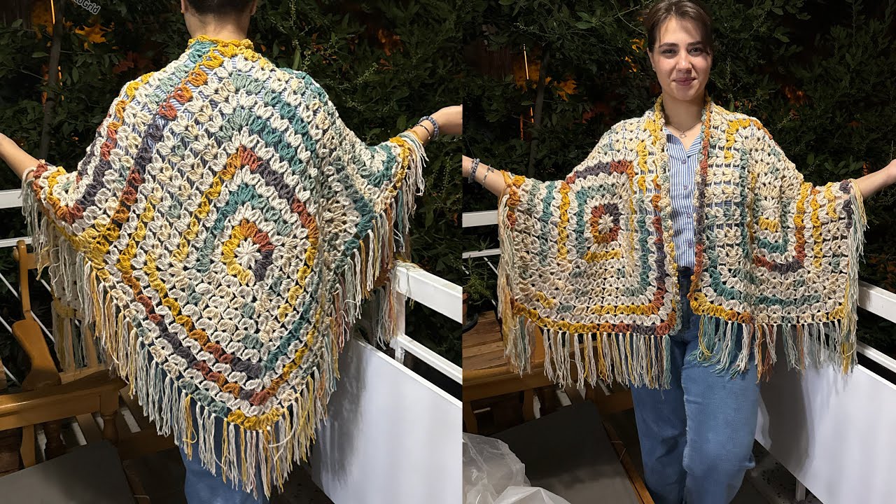 Легкая Бохо Шаль Крючком 🌿 Всего с 3 Большими Мотивами ✨ #crochet #diy #shawl