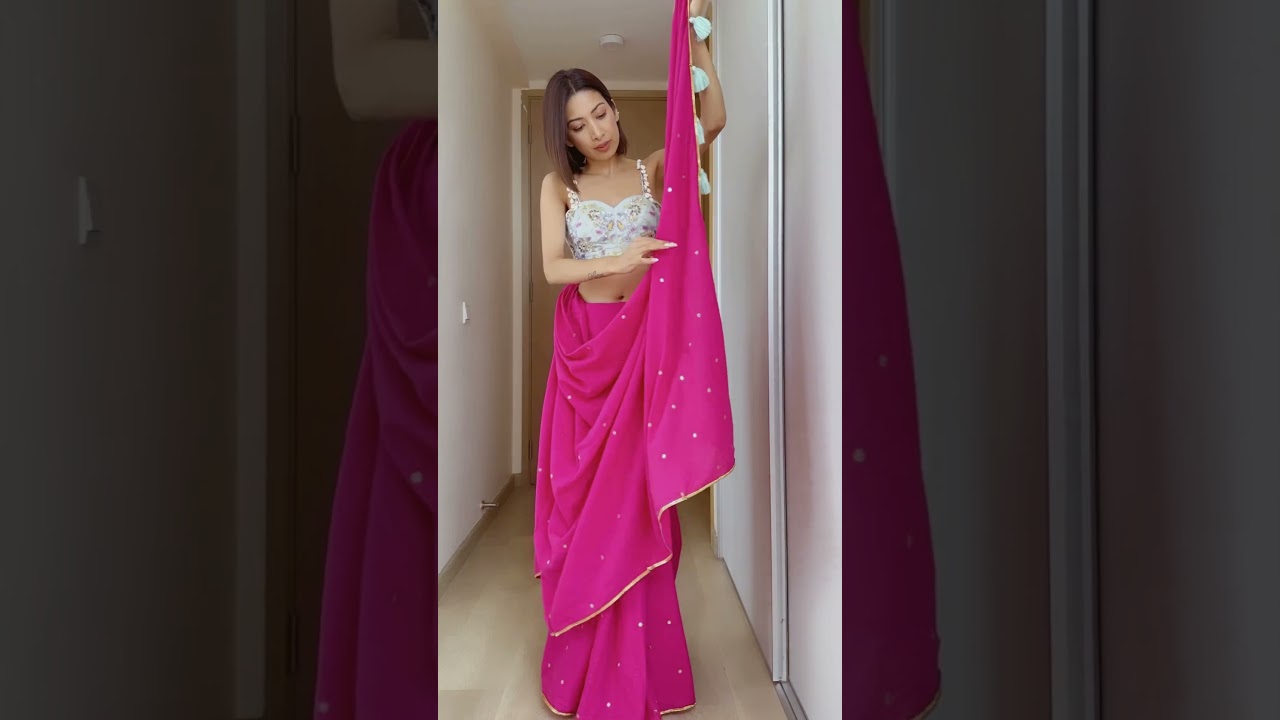 Waterfall Saree Drape #grwm #ootd #sareedrape #indianwear #sareelook