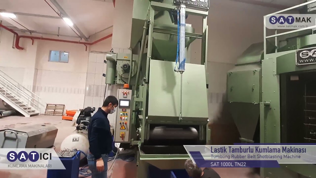 SATICI ®️ Lastik Tamburlu Kumlama Makinası | Tumbling Rubber Belt Shotblasting Machine