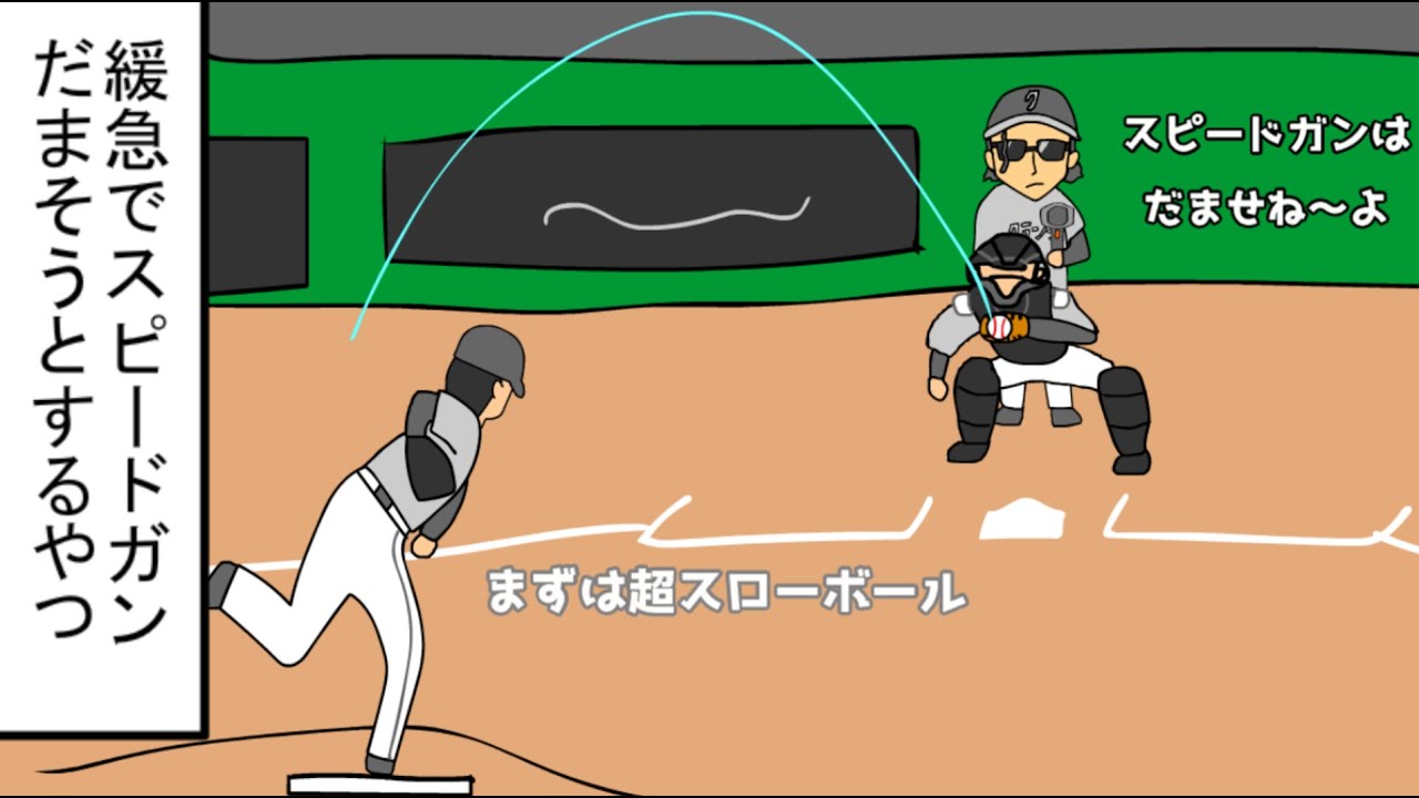 【野球コント】緩急でスピードガンだまそうとするやつ
