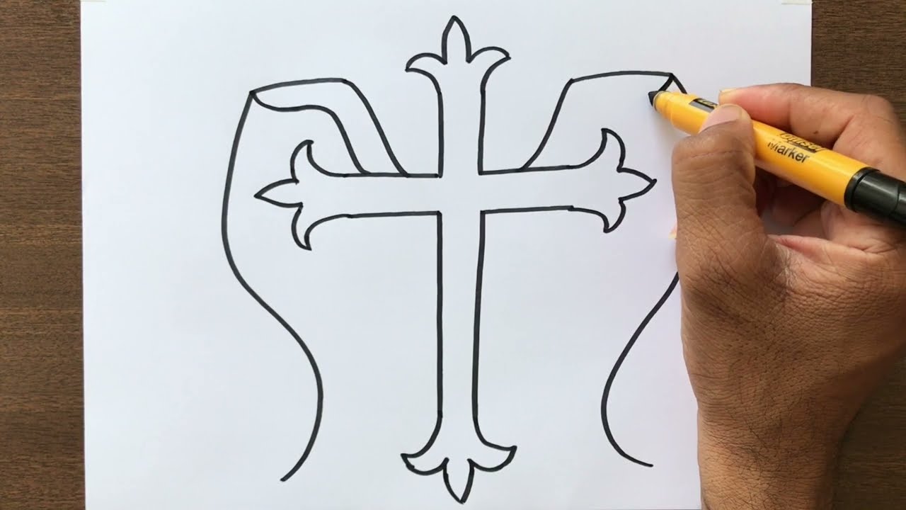 How to Draw Cross with Wings