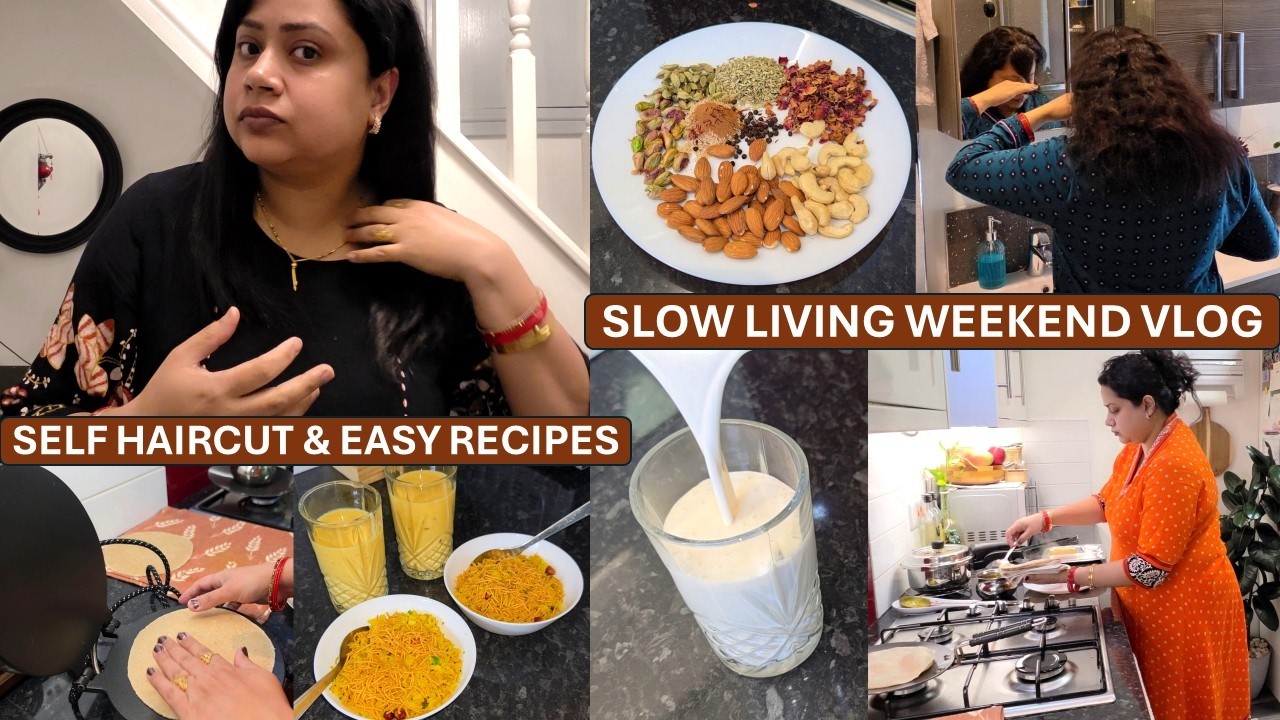 Indian Mom's Night To Morning Calm & Productive Routine - Quick Dinner, Masala Milk & Self Haircut