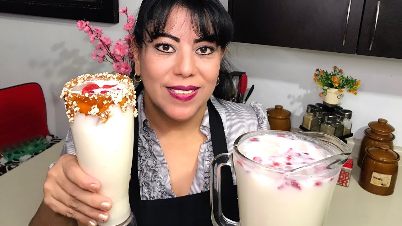 ASMR DELICIOSA AGUA DE MAZAPÁN CON FRESA, SUPER FACIL