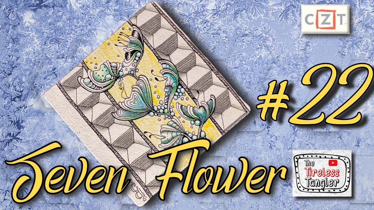 SEVEN FLOWER and WOODSTOCK  || 100 Days of Zentangle ® 2021 || Day 22