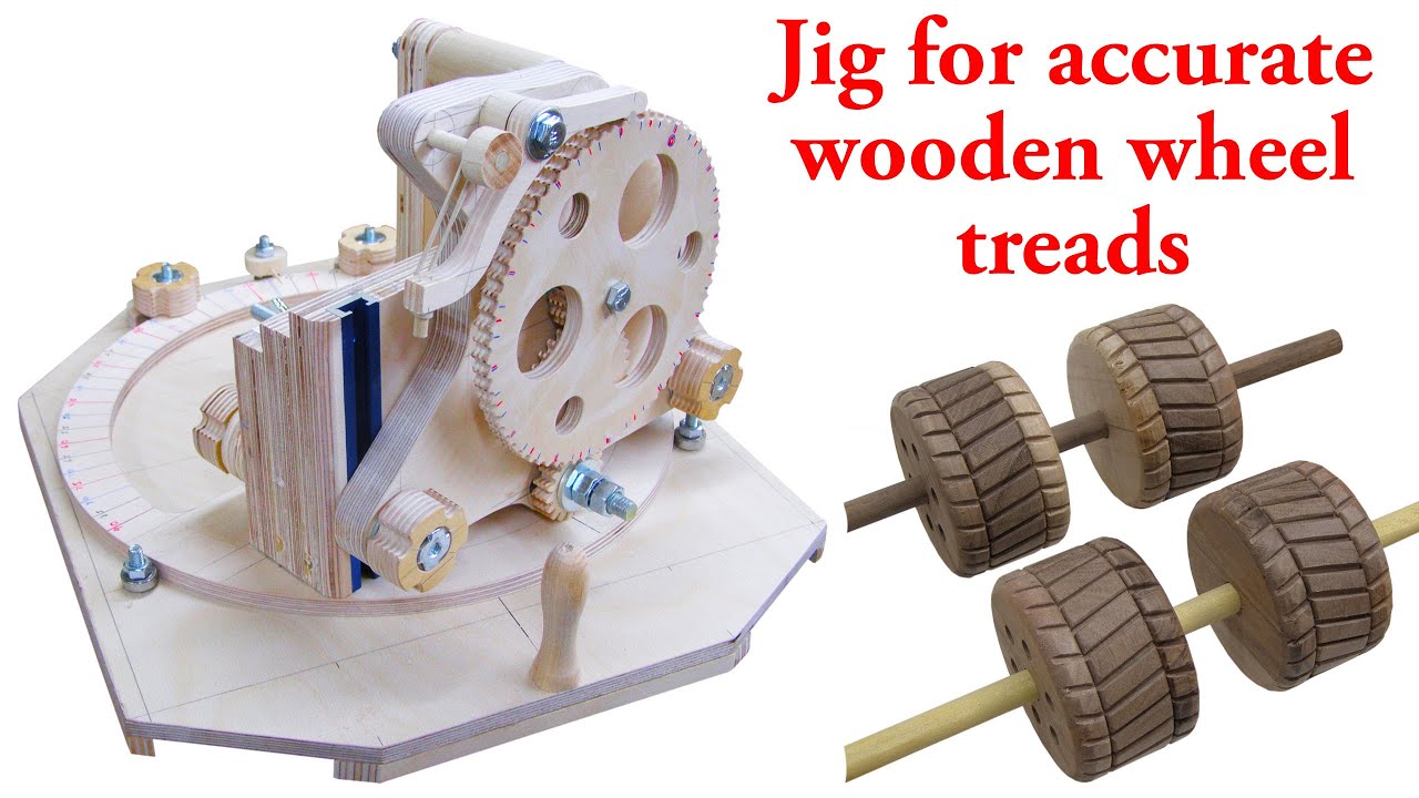 Jig for accurate wood wheel tire treads - plans available
