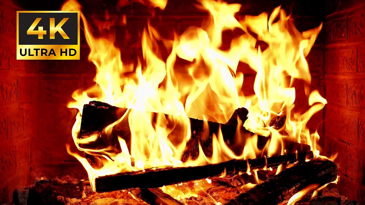 🔥 Fireplace 4K Live Wallpaper. Fireplace with Crackling Fire Sounds. Fireplace Ambience