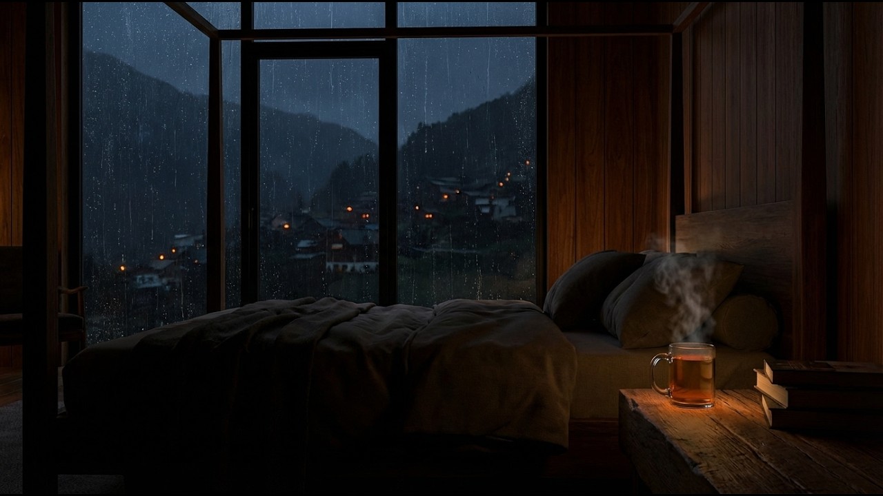 Dark Cozy Room Rain for Stress Relief and Better Sleep