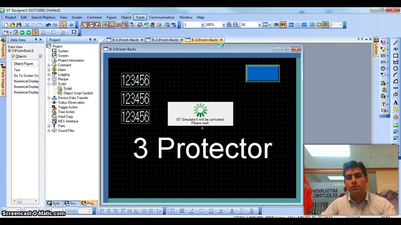 PROTECTOR DE PANTALLA HMI GOT1000 MITSUBISHI GT16 SCRIPT