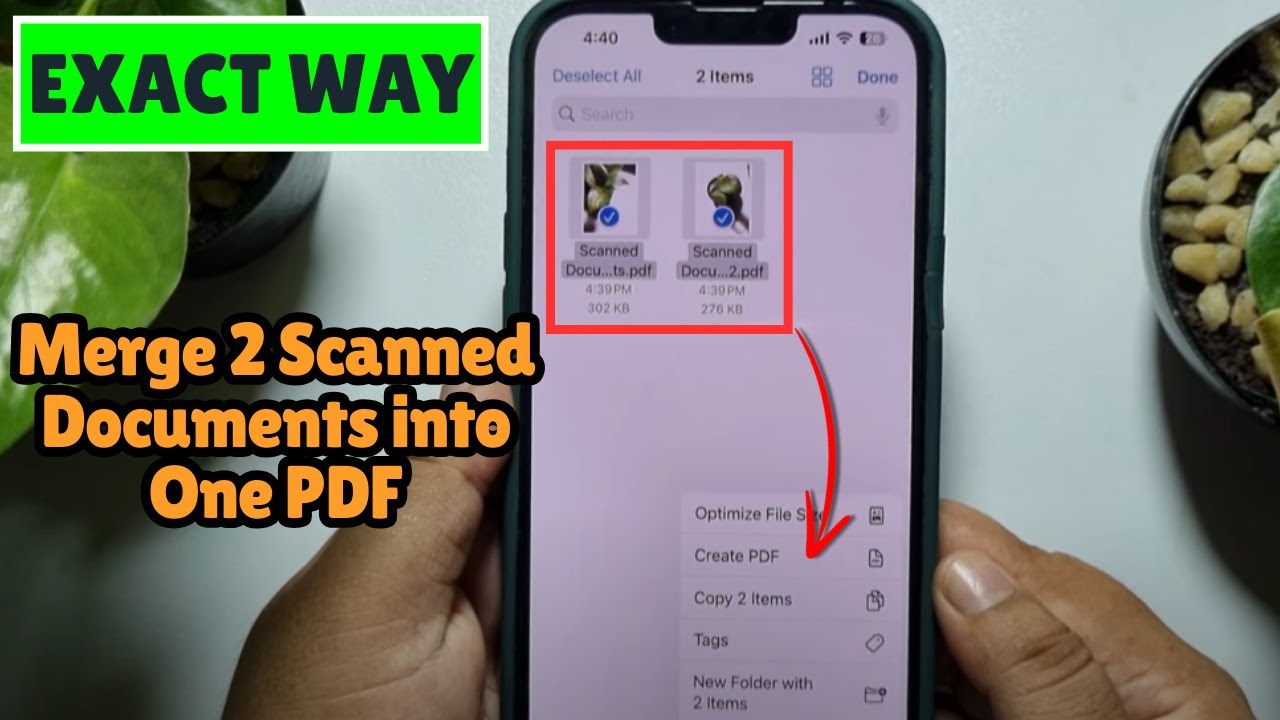 Как объединить 2 отсканированных документа в один PDF-файл на iPhone (iOS 18)