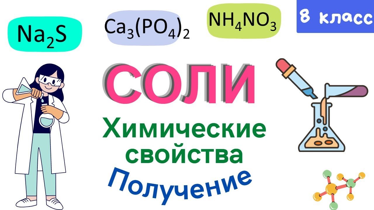Соли. Химические свойства солей. Получение. Урок 13. Химия 8 класс