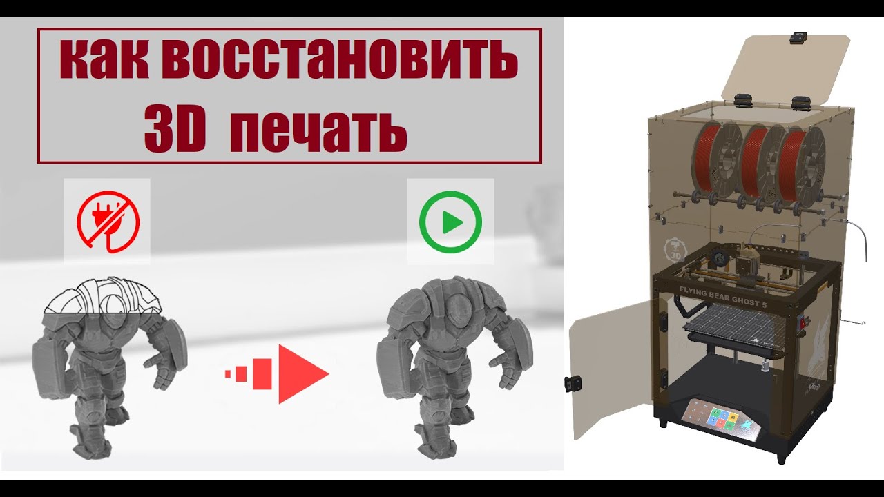Как восстановить или продолжить 3Д печать после отключения 3Д Принтера?!
