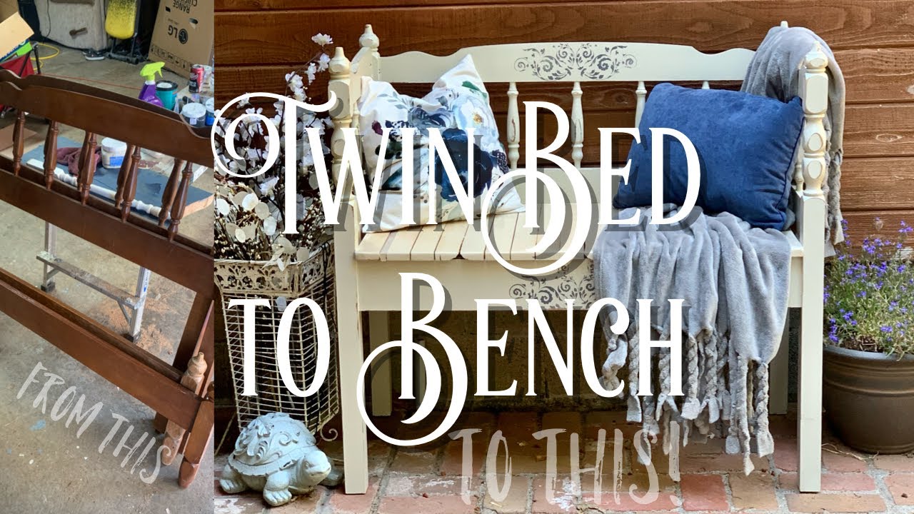 DIY Bench From Twin Bed Frames & Reclaimed Wood | Twin Bed Bench | Elegant Upgrades