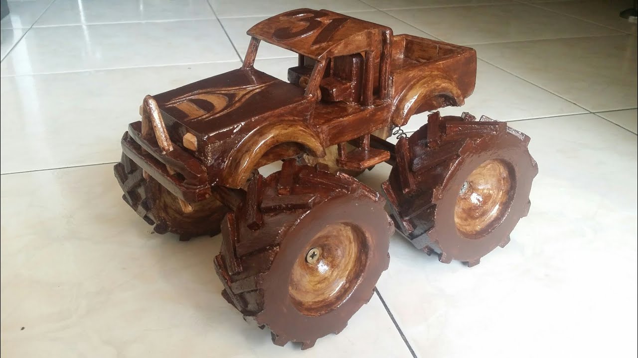 How to make a wooden Toy Monster Truck | D.I.Y | dev-dev's simple crafts