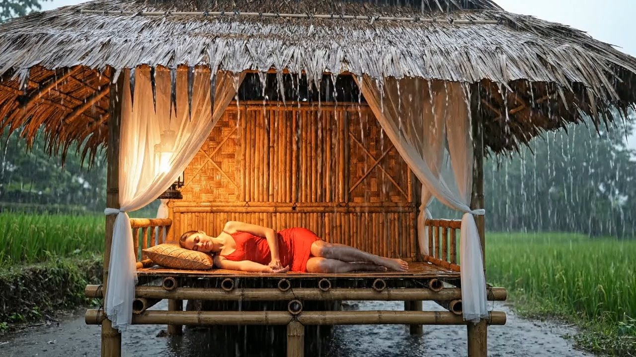 Stress Free Rain Sounds in Rice Fields – Gentle Rural Nature Ambience