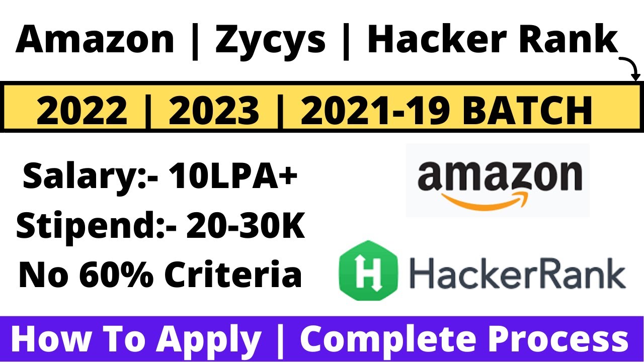 Amazon | Zycus | Hacker Rank Off-Campus Drive 2022 | 2023 | 2021-2019 Batch | Best Hiring Apply