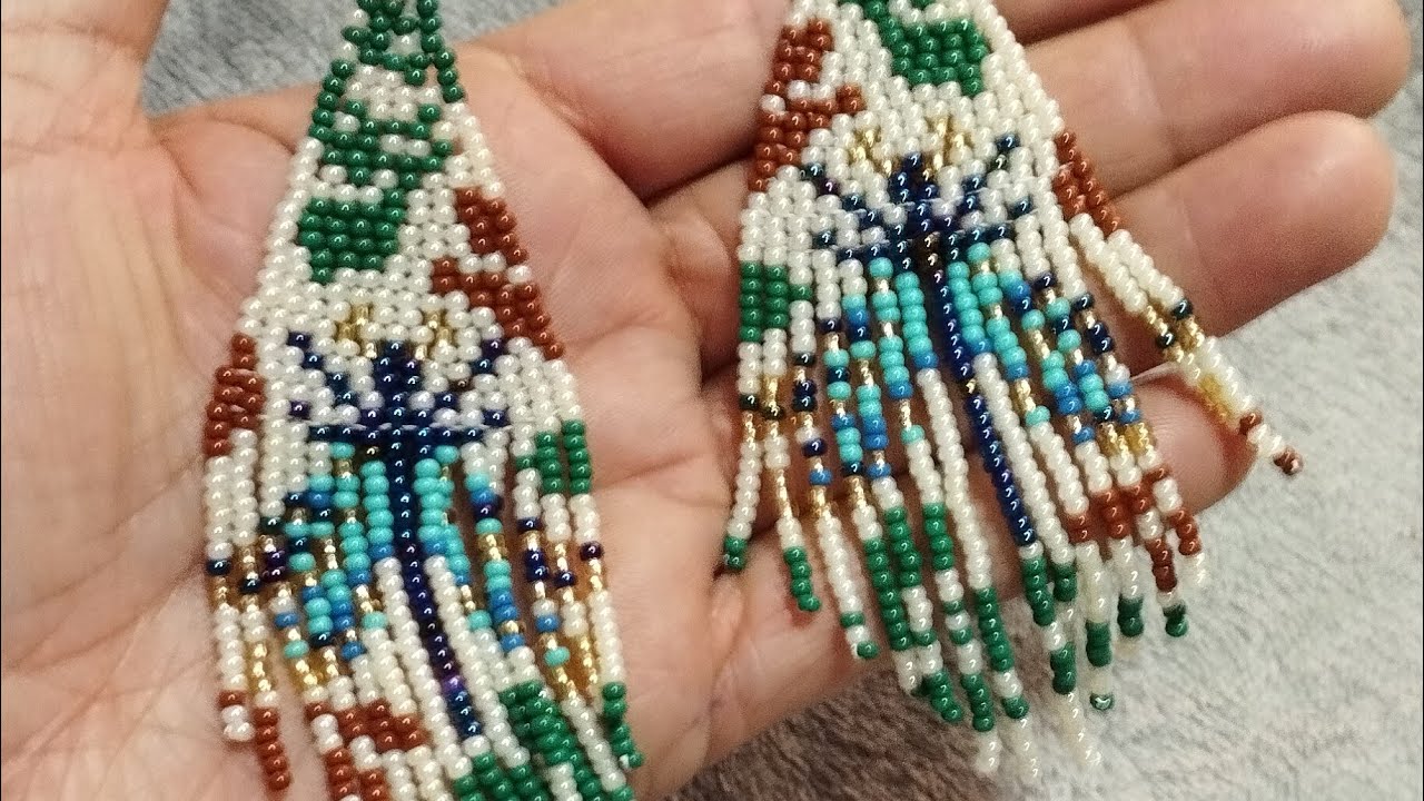 cómo hacer puntada ladrillo doble, aretes libélula, paso a paso