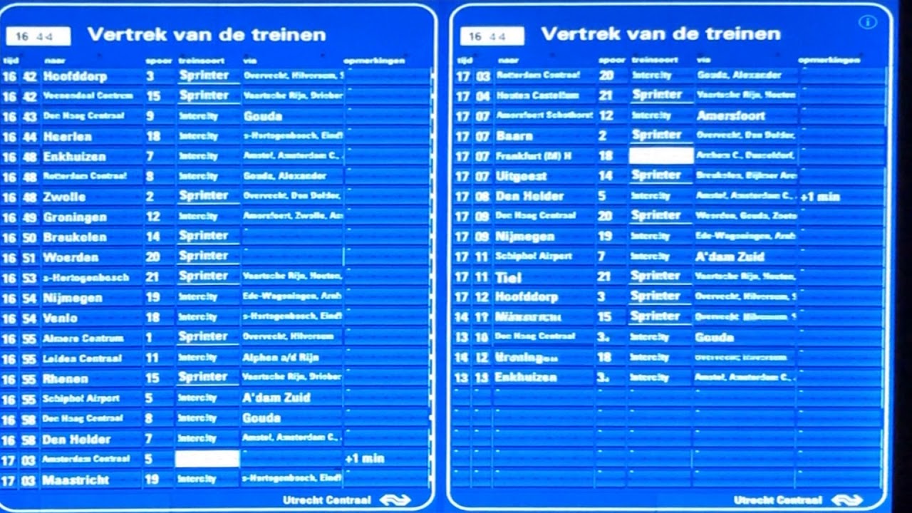 Utrecht Centraal - Blauwe klapperbord