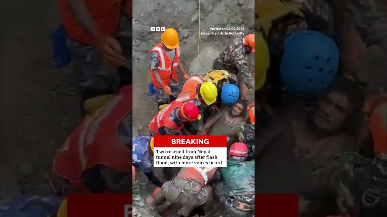 Two people rescued from Nepal tunnel nine days after flash flood. #BBCNews