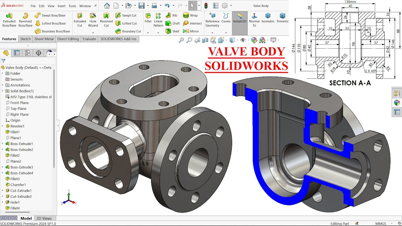Valve Body Modeling in SolidWorks | SolidWorks Tutorial
