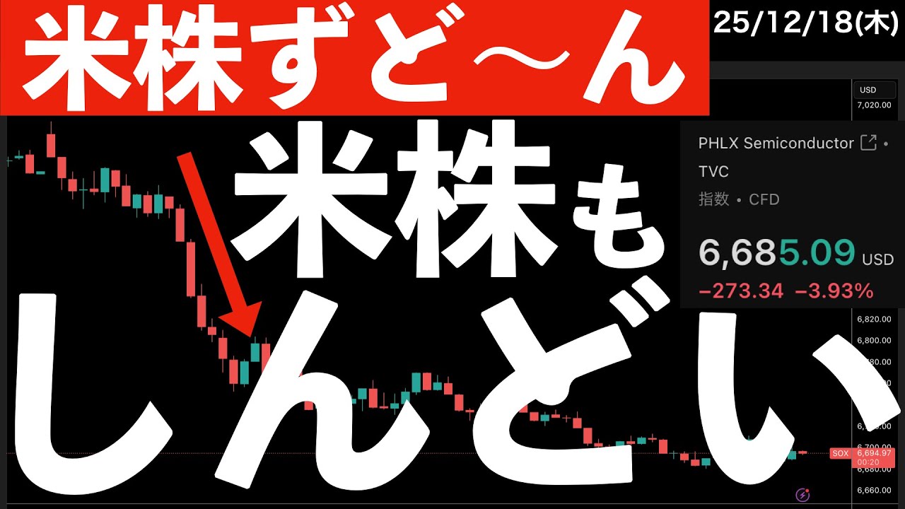 【米株ずど〜ん】日経だけでなく米株も厳しいチャートに　#米国株 #日経平均　#nvidia