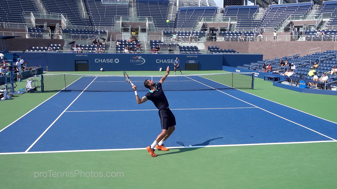 Cilic v. Lopez, 2017 US Open practice, 4K