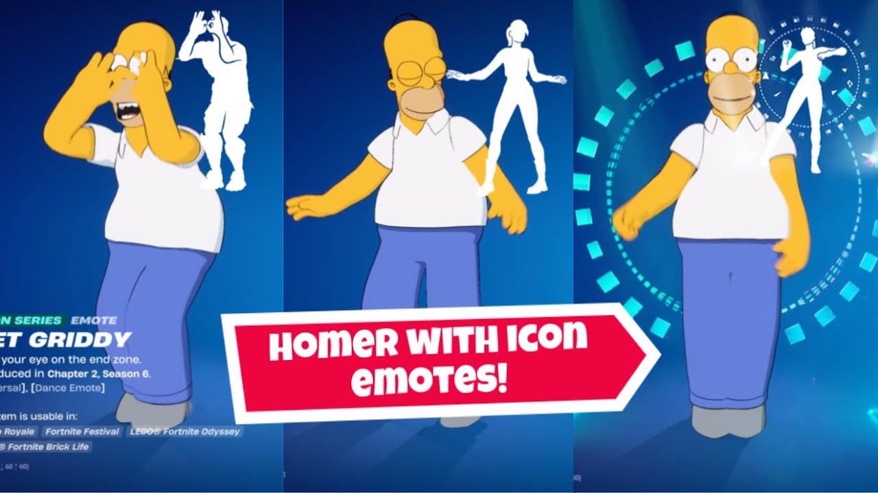 Homer Simpson Fortnite Skin does all my Icon Emotes!