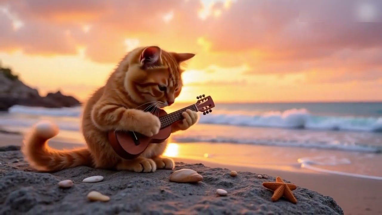 A Cute Orange Cat Playing Guitar #cat #guitar #music #cute #kitten #viralvideo #trending  #guitar