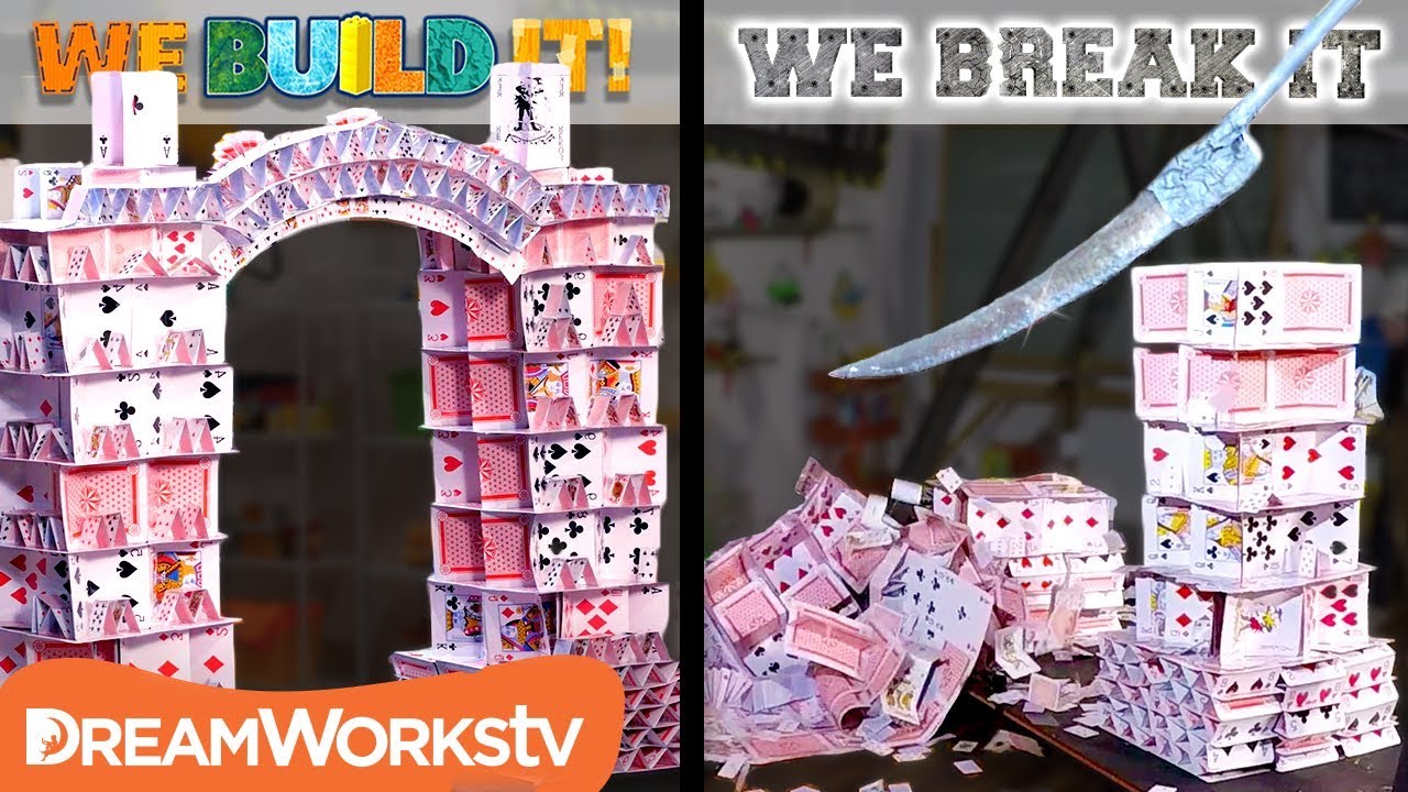Slicing Through a Huge Card Tower | WE BUILD IT WE BREAK IT