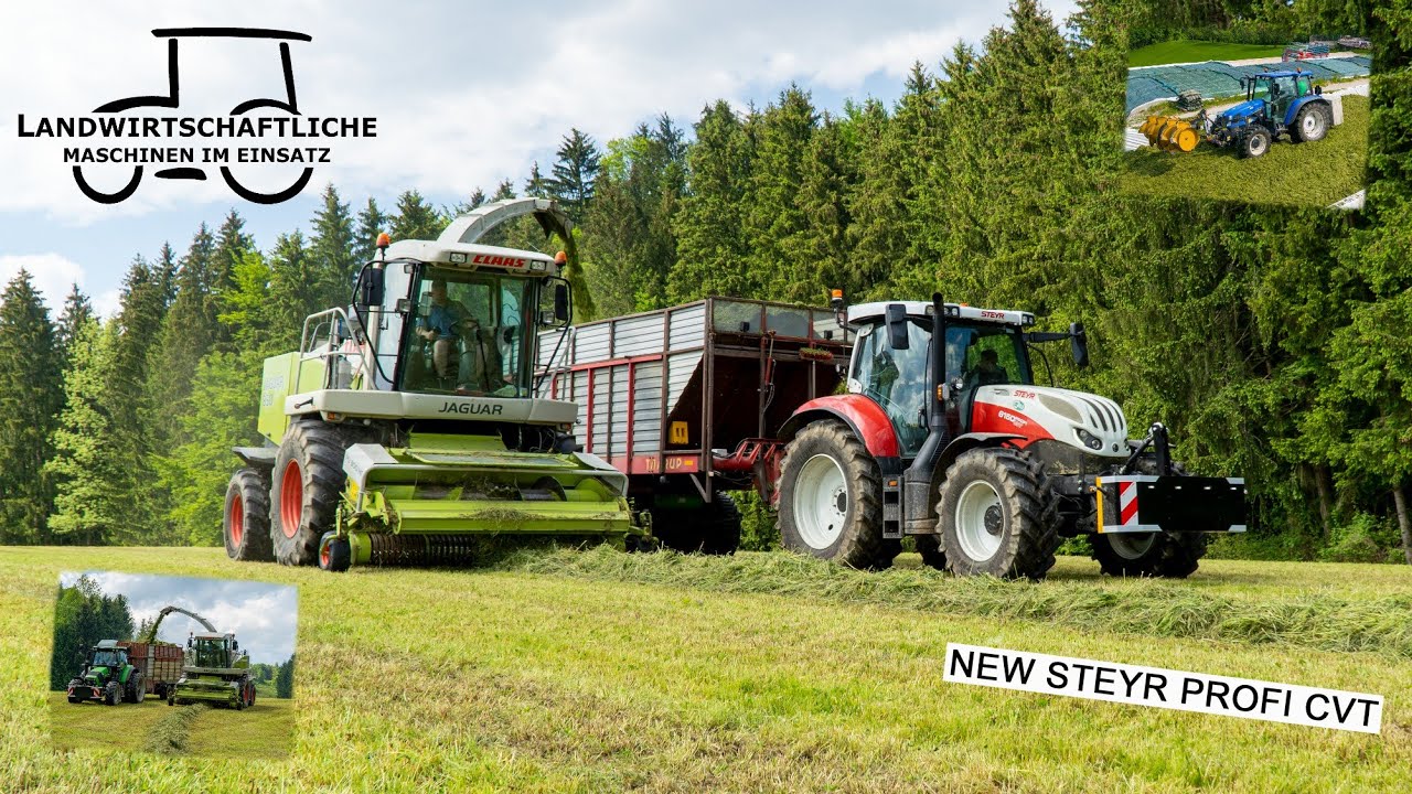 Grashäckseln beim Agrarbetrieb Glosara | New Steyr Profi CVT | Claas Jaguar | Silieren im Steyrtal
