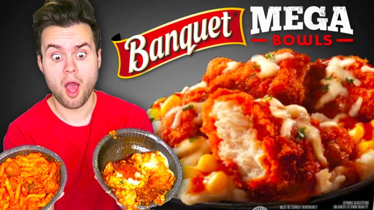 I tried every kind of Banquet MEGA Bowls... Frozen Food Taste Test!