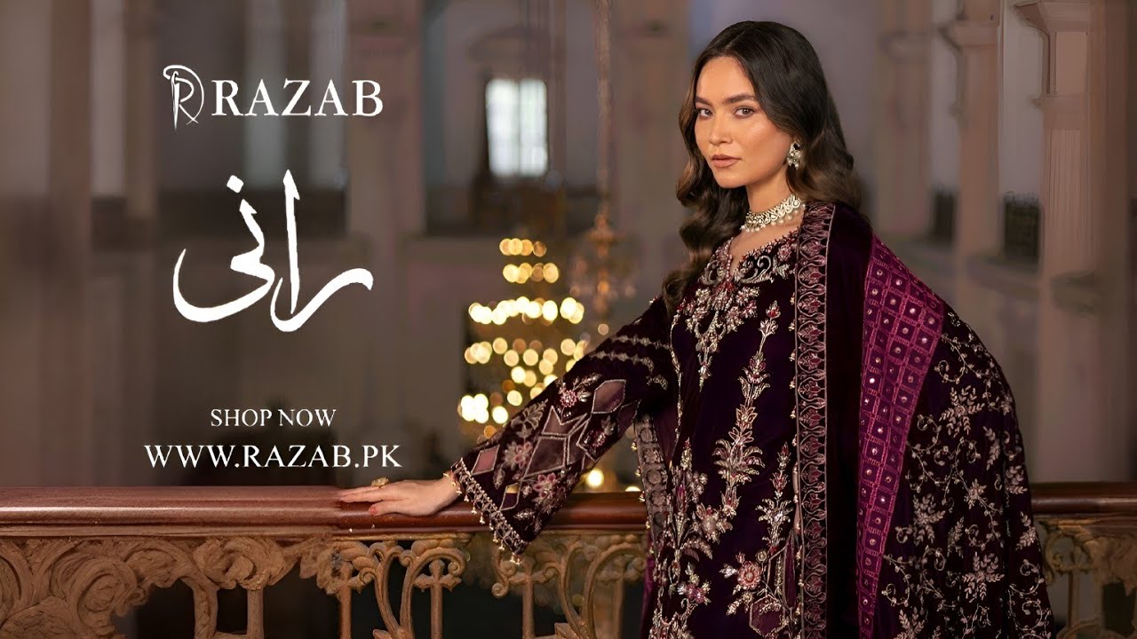 Razab Fashion Luxury Velvet Unstitched Collection 2024 | Rani Embroidered Velvet Collection by Razab