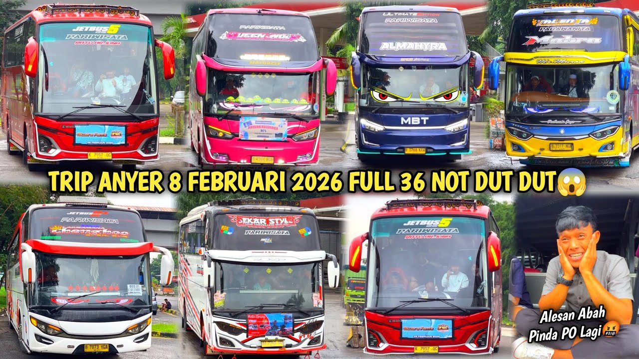 RAME FULL BUS TELOLET BASURI🥳 Hunting Bus Trip Anyer Di Rest Area KM 68👏