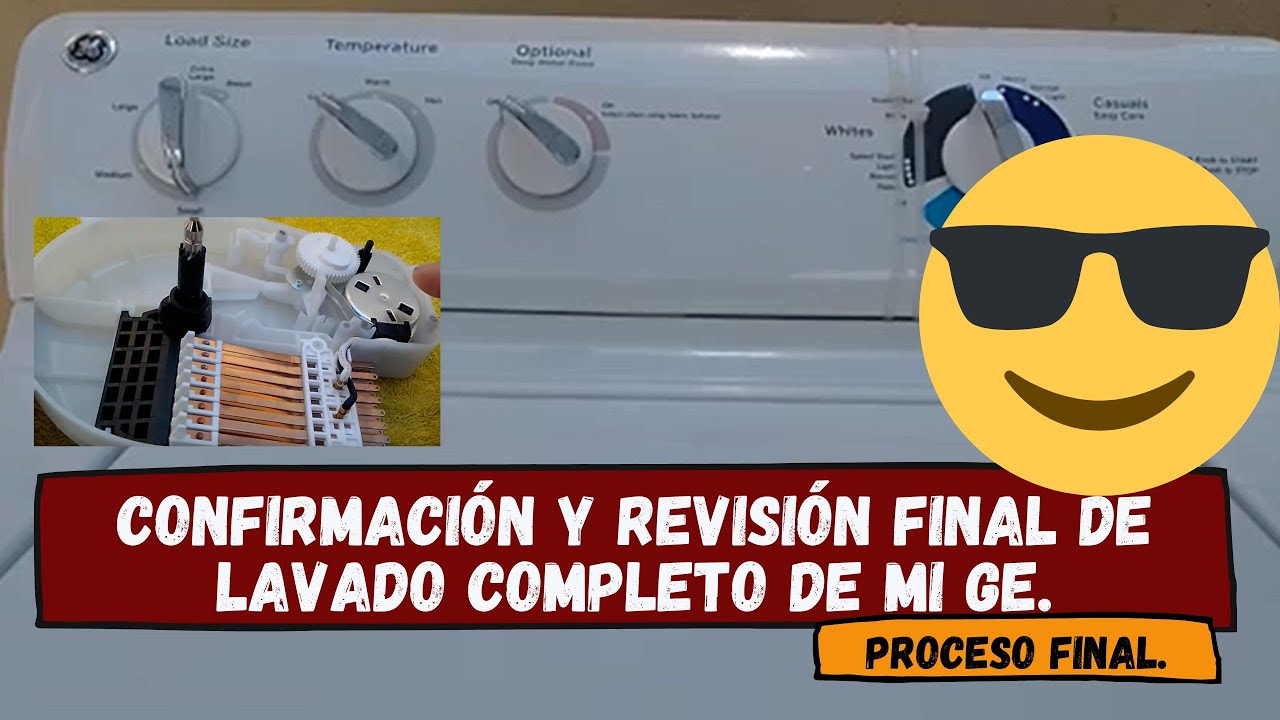 Reparación, atornillado  temporizador y modo  uso de lavadora GE en el ciclo blancos sin suavizante.