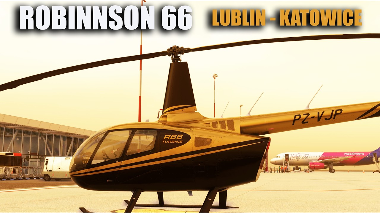 HELIKOPTEREN Z LUBLINA DO KATOWIC ROBINNSON R 66  W SYMULATORZE MSFS24