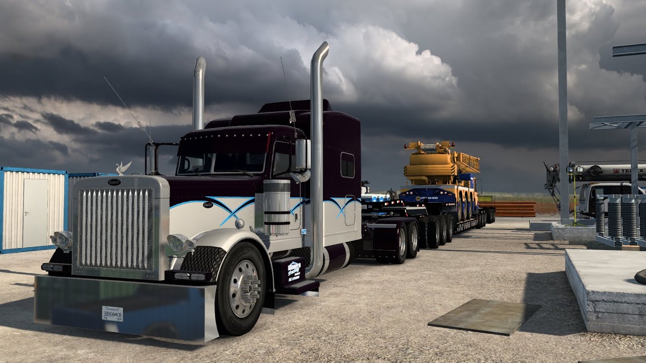 Rollin' 389  Peterbilt  Judith Gap MT - Harve MT  Zeemods C16  ATS  Montana Expansion Map. ATS 1.47