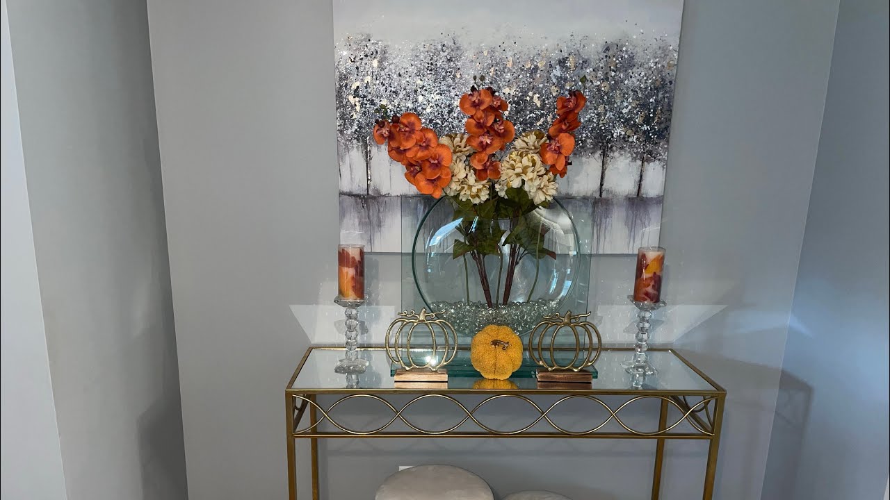 🍁 🍂6 Different ways you can decorate entryway/console table for fall….Decorate with me!