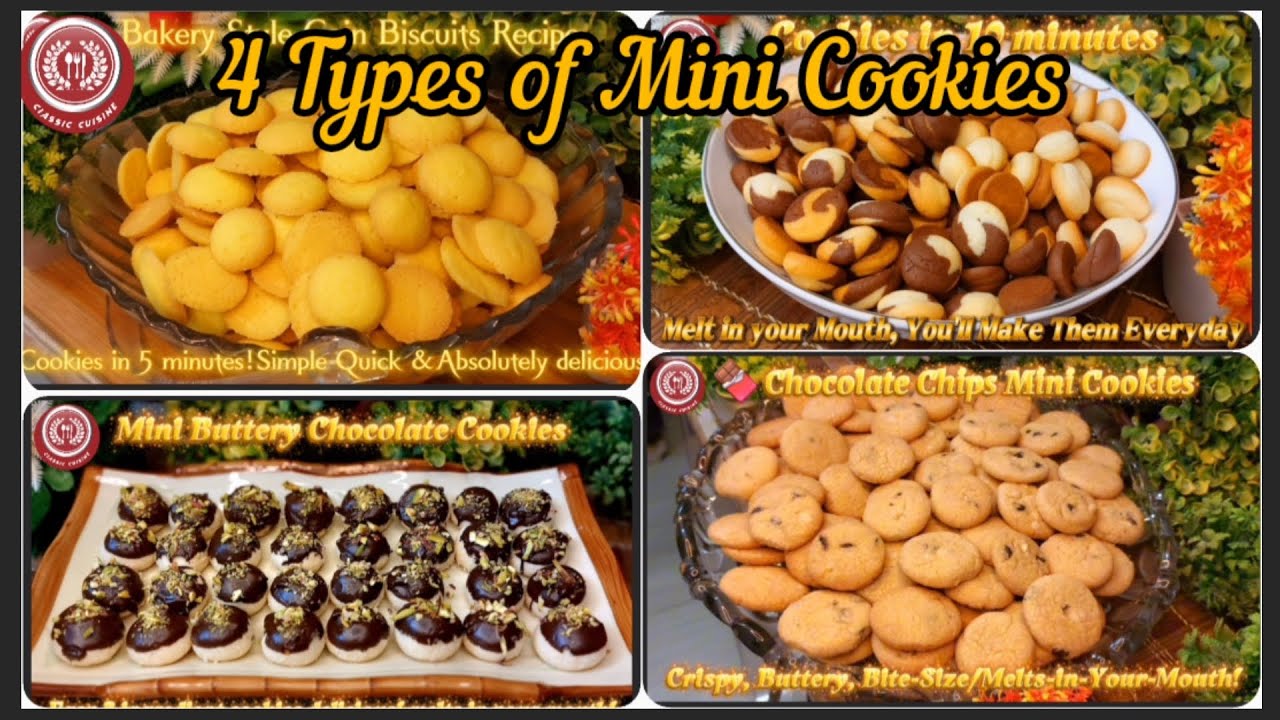 4 Types of Mini Cookies 🍪 | Bakery Style Coin Biscuits, Chocolate Chip & 10-Minute Cookies