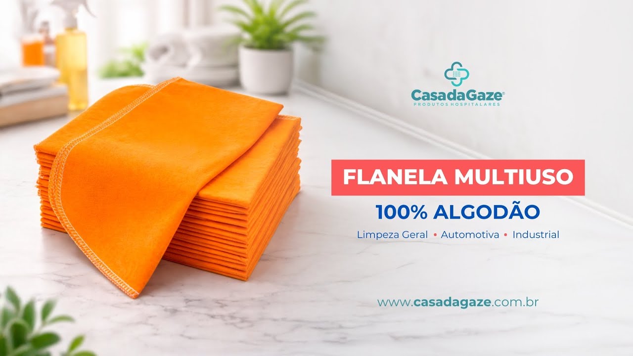 Flanela Laranja Multiuso 100% Algodão | Limpeza Geral Premium