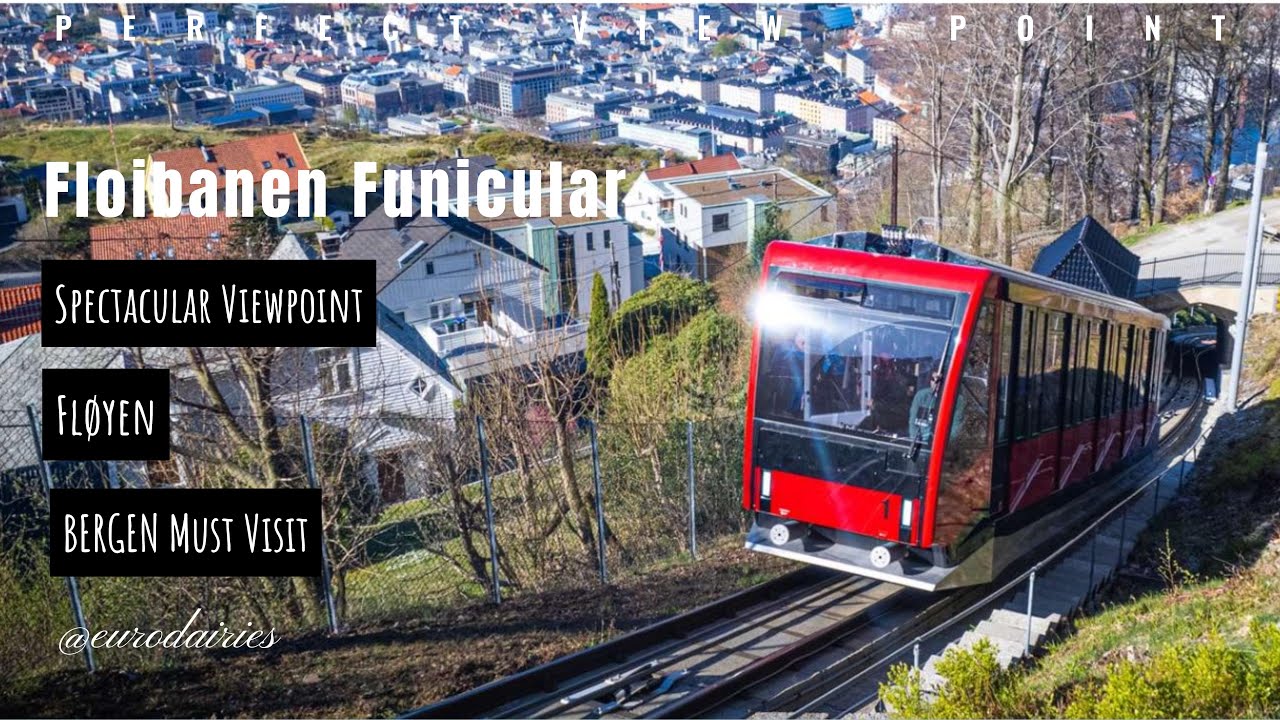 Fl&oslash;ibanen Funicular | floyen funicular bergen, Norway - 4K Video