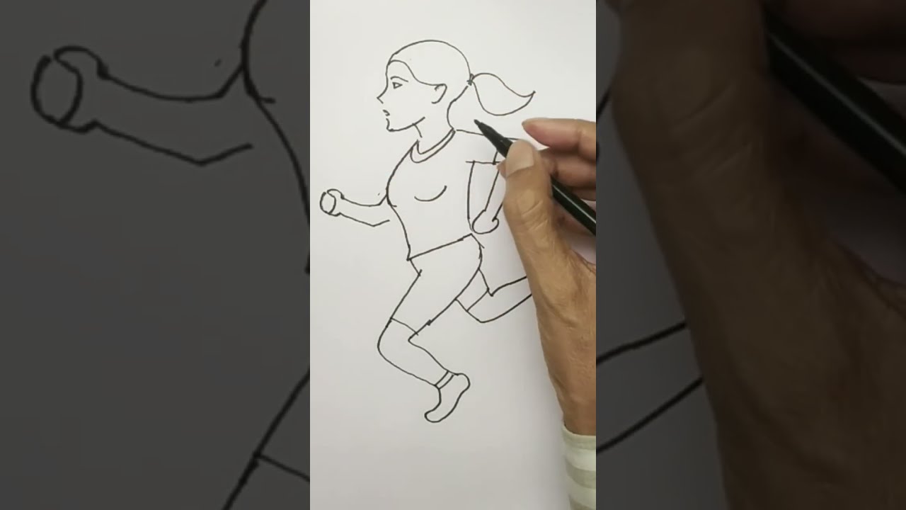 Drawing of cartoon girl running easy beginners