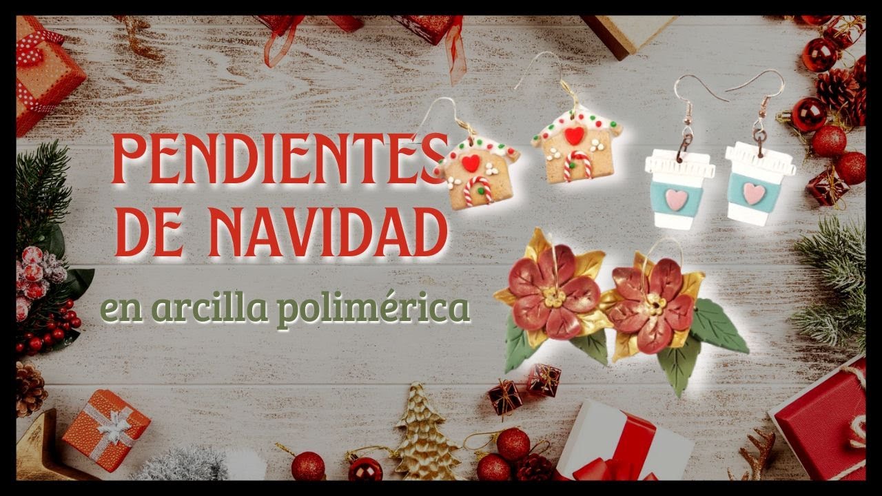 Pendientes de Navidad en arcilla polimérica