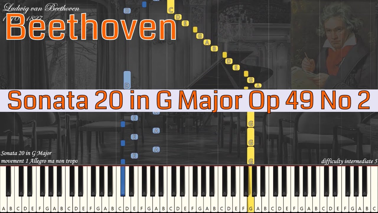 Ludwig van Beethoven - Sonata 20 in G Major Op 49 No 2 | Piano Synthesia | Library of Music
