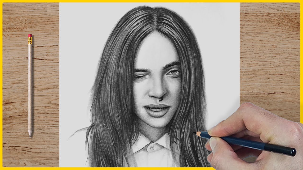 How To Draw BILLIE EILISH Drawing Tutorial \ Pencil Sketch!
