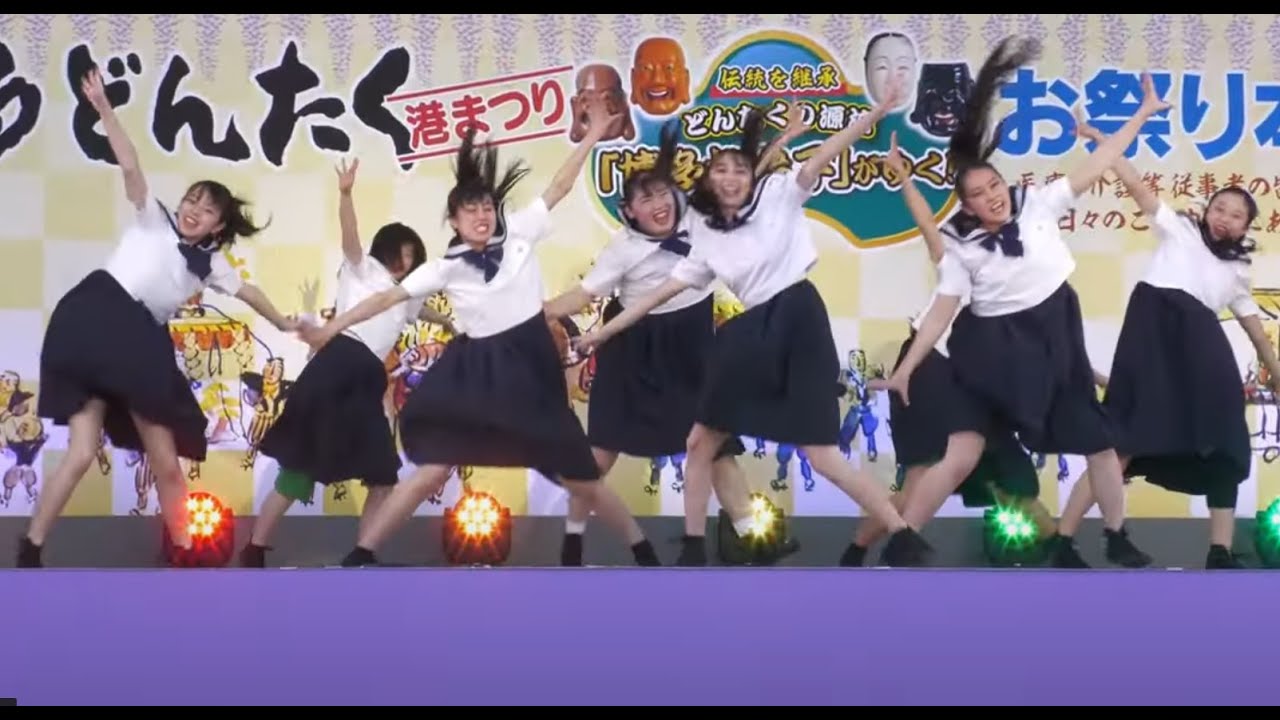 精華女子高等学校ダンス部Queen★Bee　2022どんたく　お祭り本舞台4K60P