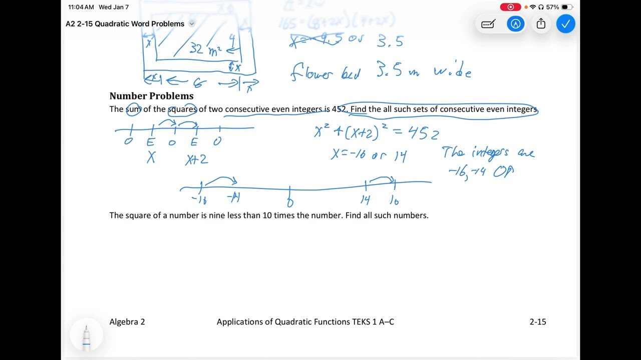 A2 2 15 Quadratic Word Problems