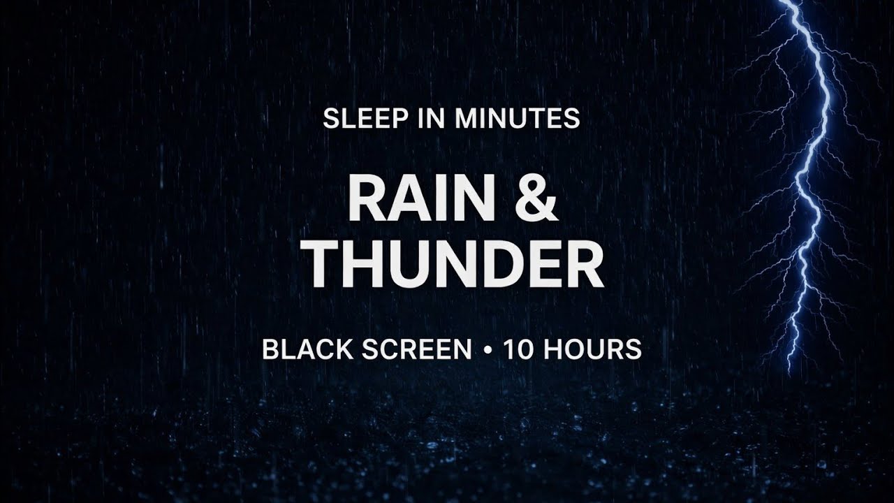 🔴 LIVE Rain & Thunder Black Screen 🌧 Fall Asleep Fast | Deep Sleep Sounds