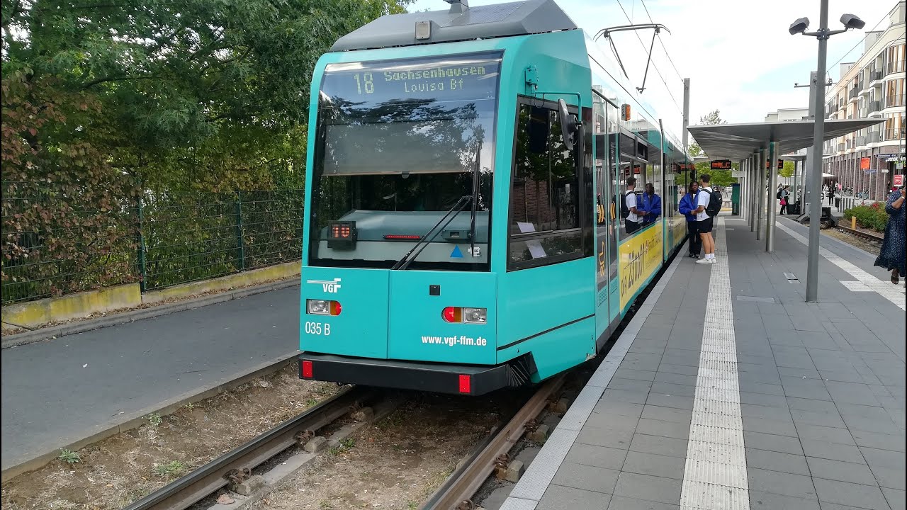 Straßenbahn Frankfurt am Main Linie 18 Preungesheim Gravensteiner-Platz - Louisa Bahnhof (R)